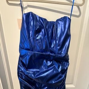 superdown Strapless Shiny Cobalt Blue Party Dress